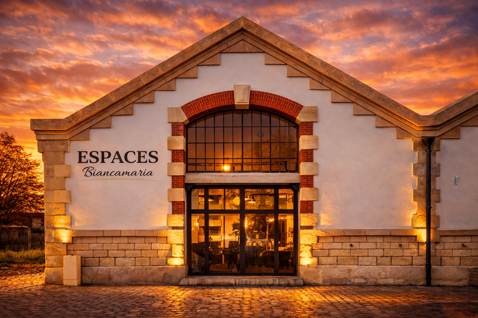 Façade Espaces Biancamaria de nuit